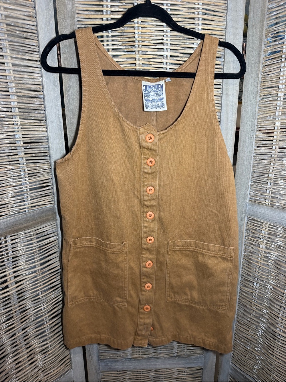Jungmaven Button-Front Jumper Mini Dress - size Small